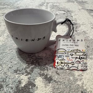FRIENDS White Ceramic Logo Mug with Illustrated Hang Tag